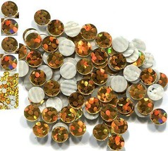 Hologram Spangles Hot Fix Gold Iron On 2mm 1 Gross - £3.70 GBP