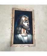 Vintage Black Velvet Jesus Painting Framed 14&quot; X 23&quot;  - $119.31 CAD