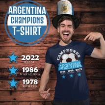 Argentina Three-Time Champions FIFA World Cup 1978 1986 2022 Navy T-Shirt - £18.32 GBP+