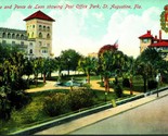 Cordova and Ponce de Leon Post Office Park St Augustine FL 1910s Postcar... - $5.89