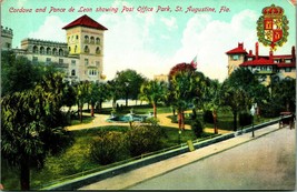 Cordova and Ponce de Leon Post Office Park St Augustine FL 1910s Postcard UNP - £4.70 GBP