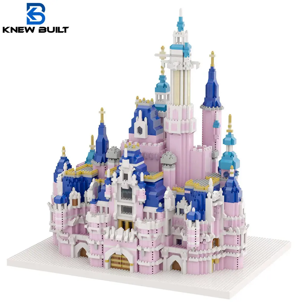 Oney pink castle model kits micro mini building blocks for adults princess castles gift thumb200