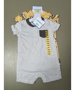 Carter’s Baby 2 Pieces 3-6M White W/Gray Stripes And Yellow W/Trucks - $236.83 MXN