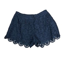THML Crochet Lace Floral Shorts Pull On Navy Blue 100% Cotton Women Size Medium - £15.56 GBP