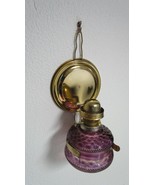 DITMAR OIL LAMP NEW PURPLE GLASS MADE IN AUSTRIA GLASS 6&quot; TOTAL HEIGHT 12&quot; - $77.71 CAD