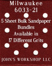Milwaukee 6033-21 - 1/4 Sheet - 17 Grits - No-Slip - 5 Sandpaper Bulk Bundles - $4.99