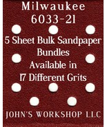 Milwaukee 6033-21 - 1/4 Sheet - 17 Grits - No-Slip - 5 Sandpaper Bulk Bu... - £3.94 GBP