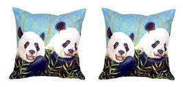 Pair of Betsy Drake Pandas No Cord Pillows 18 Inch X 18 Inch - £63.28 GBP