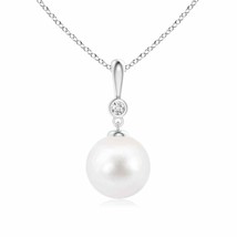 ANGARA Freshwater Pearl Drop Pendant with Diamond in Silver (AA, 9mm) - £141.23 GBP