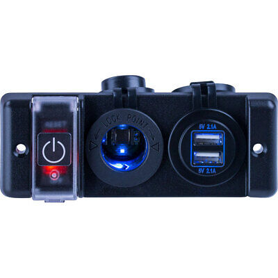 Primary image for Sea-Dog Double USB & Power Socket Panel w/Breaker Switch