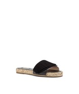Louise et Cie Black Fringed Flat Slip-on Leather Sandals ~ Lo-Caden 3 ~ ... - $51.15 CAD