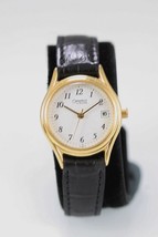 Caravelle Bulova Women Watch Gold Stainless Steel Leather WR Date White Quartz - $38.32