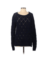 Tommy Hilfiger Long Sleeve Navy Blue Solid Open Weave Pullover Sz Large - £33.97 GBP