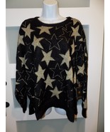 PJ SALVAGE Shining Star Black Metallic Gold Luxe Sweater Size XL Women&#39;s... - $973.52 MXN