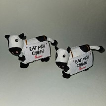 2 Chick-Fil-A Cow Plush Lot Eat Mor Chikin Sign 4&quot; Stuffed Toys Advertising 2022 - £8.46 GBP