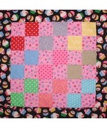 Cupcake Baby Quilt Cupcakes Pink Cherries Red Yellow Purple Aqua Lime Blue - $75.00
