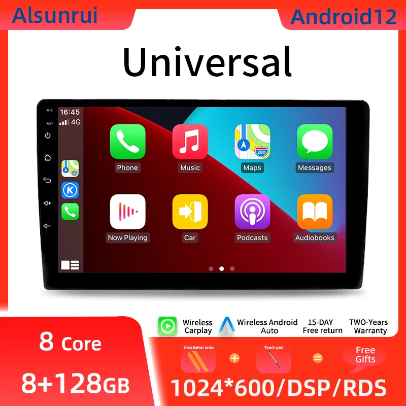 10&quot; 8 Core Wireless Carplay 1Din Android 12 Car Multimedia Player Universal - £72.87 GBP+