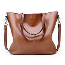 Women Shoulder Bag Fashion Women Handbags Oil Wax Leather Large Capacity Tote Ba - £25.35 GBP