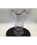 Vintage Clear Swung Glass Vase 6-Point Scalloped Ribbed Design 8&quot; Tall E... - $372.48 MXN
