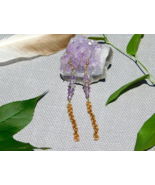 Natural Amethyst Drop Dangle Earrings Reiki Energy Healing Balance and P... - $21.95 CAD