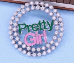 Pretty Girl Pink/Green Sorority Lapel Pin - £11.57 GBP