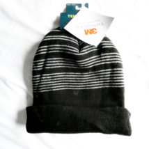 Tek Gear 3M THINSULATE Black Striped Knit Watch HAT Beanie Insulated NWT - $157.79 MXN