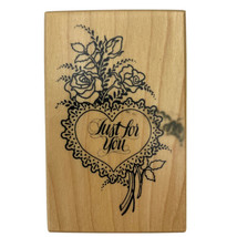 Valentine PSX Just For You Heart Doily Roses Rubber Stamp F-668 Vintage 1990 New - £5.58 GBP