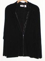  Chico&#39;s Women&#39;s Travelers Zip Long Sleeve Cardigan Jacket - Black - Sz 1 M 8/10 - £23.58 GBP