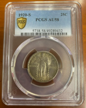 1920-S 25C Standing Liberty Quarter Graded by PCGS as AU58 - £314.77 GBP