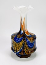 Glass Murano vase Carlo Moretti, bleu-orange Opaline base. 1970s Venice - £155.43 GBP