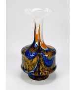 Glass Murano vase Carlo Moretti, bleu-orange Opaline base. 1970s Venice - £154.14 GBP