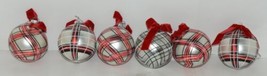 Ganz midwest Gifts MX 176443 Large Plaid Christmas Ornaments Set of 6 Assorted image 1