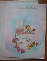 Mid Century A Select Card New Baby In Bassinet Unused Card 1960s - $4.99
