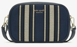 Kate Spade Astrid Oval Crossbody Navy Blue Leather Canvas Bag PXR00433 NWT FS - £77.19 GBP
