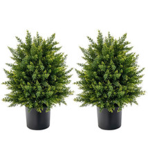 2-Pack Artificial Cedar Topiary Ball Tree with Cement Pot - Color: Green - $150.47