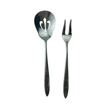 National Charmante Stainless Steel Serving Fork Spoon Set Japan - $19.77