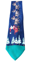 Hallmark Yule Tie Greetings Christmas Necktie Santa Claus Sleigh &amp; Reindeer - £7.86 GBP