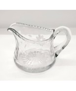 Flowers &amp; Leaves Etched Heavy Glass Vintage Creamer - $17.58 CAD