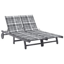  Sunlounger Grey Solid Acacia wood 2-Person Adjustable Armrests - €459,30 EUR