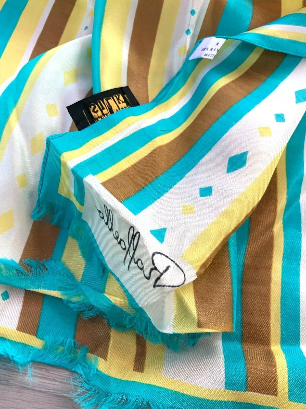 60s Vintage Raffaello Designer Chief Value Silk Scarf Oblong NWT Italy 72" x 14" Item image 4