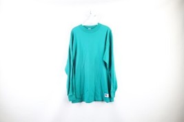 Vintage 90s Russell Athletic Mens XL Faded Blank Long Sleeve T-Shirt Emerald USA - £31.11 GBP