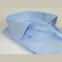 Men 100% Italian Cotton Shirt Non Iron SORRENTO Turkey Spread Collar 4883 Blue image 5