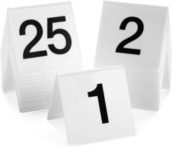 Juvale Set of 25 Restaurant Table Numbers 1-25, Double-Sided Acrylic Tent Table  - £28.07 GBP