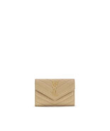 Saint Laurent Beige Calf Leather Bos Taurus Wallet Women - $595.99