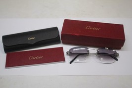 Cartier CT 0050O 002 Platinum Color C Decor Rimless Sunglasses France 53... - £747.11 GBP