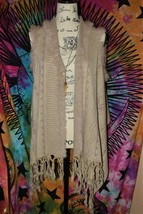 SAACHI Style Asymmetrical Vest~L XL~Cardigan Faux Fur Fringe Beige South... - £15.30 GBP