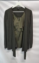 Apt 9 Olive Green Blouse Cardigan 1 Pc Cotton Rayon Blend M - £19.39 GBP