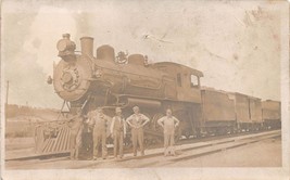 Steam Coal Locomotive Cars Engineer Workers RPPC Real Photo Postcard 191... - $19.79