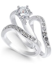 Charter Club Fine Silver Plate Cubic Zirconia Wavy Ring 3 PC Set (Size 5) - £12.59 GBP