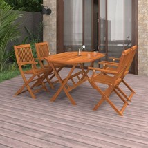 5 Piece Wooden Garden Dining Set Outdoor Patio Wood Table &amp; 4 Chairs Fol... - £348.54 GBP